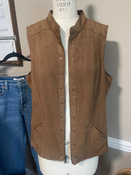 Faux Suede Brown Vest - Medium