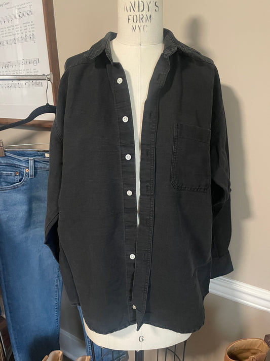 Black Button Down Top - Medium