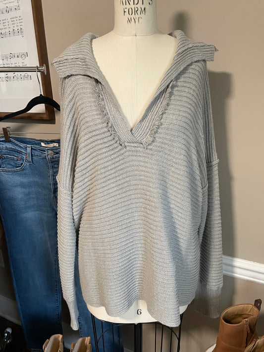 Grey Collared Sweater - S/M