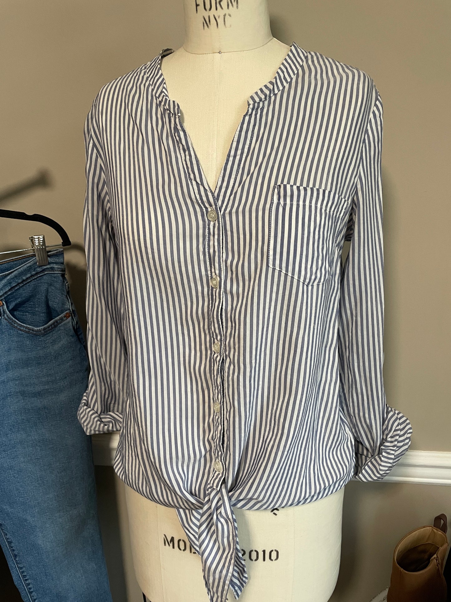 Blue Stripe Blouse - Medium