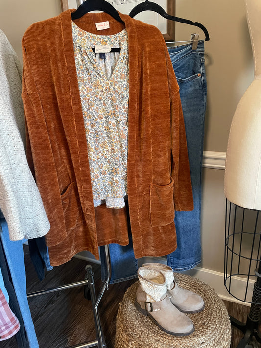 Rust Orange Cardigan - Medium